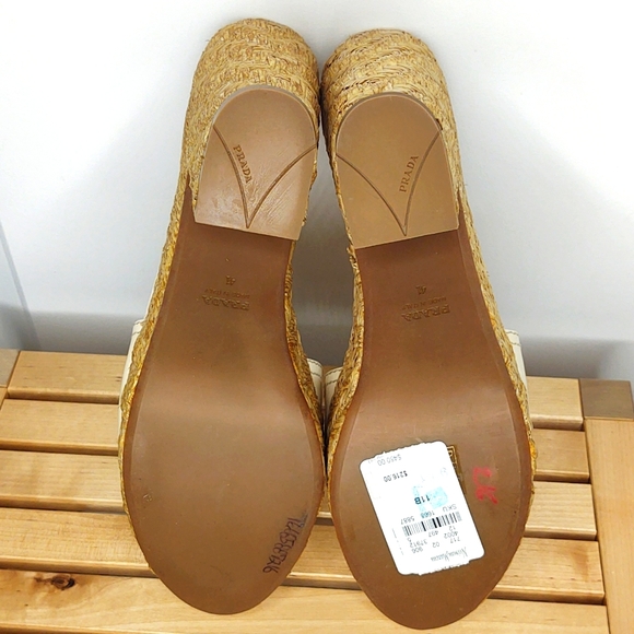 Prada🍦Wedge Sandals, cream/tan color, Size 41, 10.5/11 M Women's, 🆕 - Picture 5 of 11
